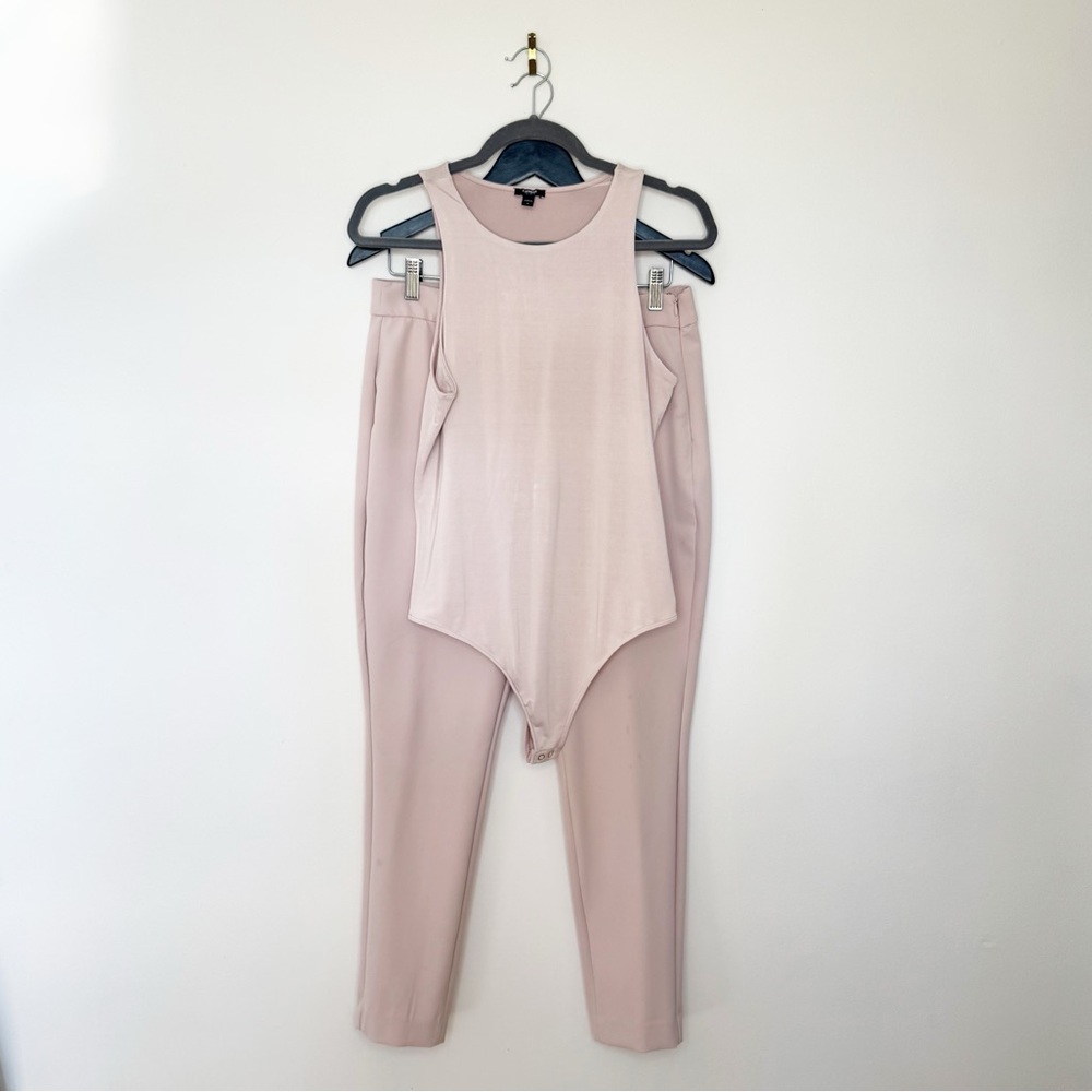 Women's Bodysuit and Trouser Set - Pastel Pink - Medium